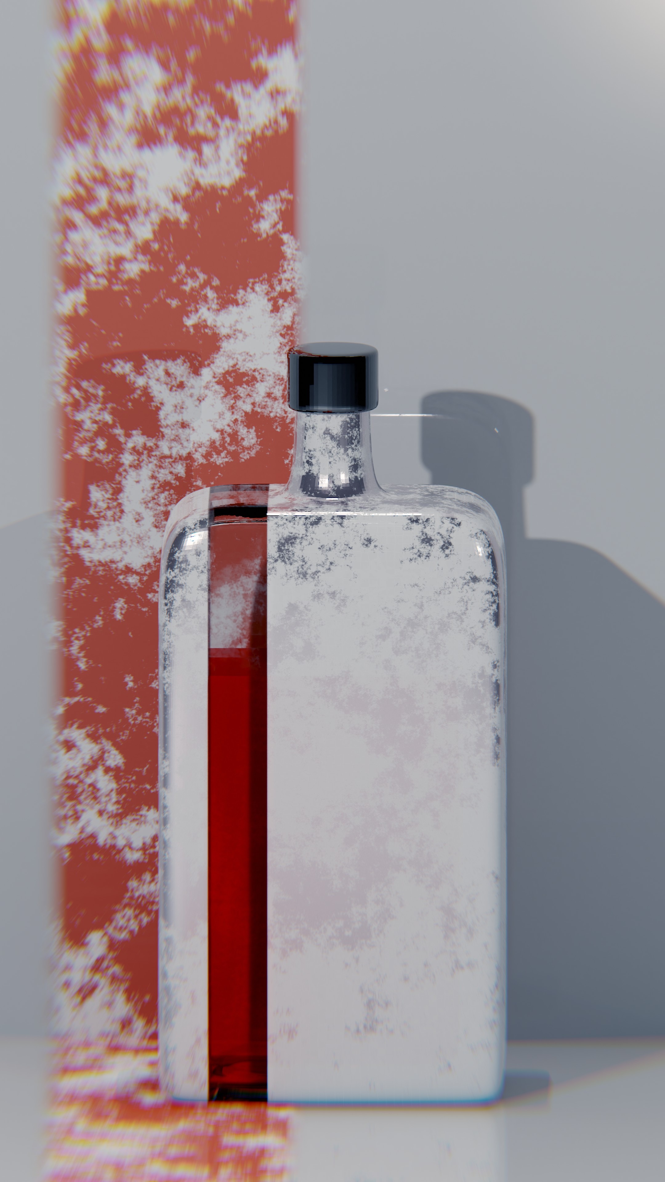Artistic bottle with orange spray effect